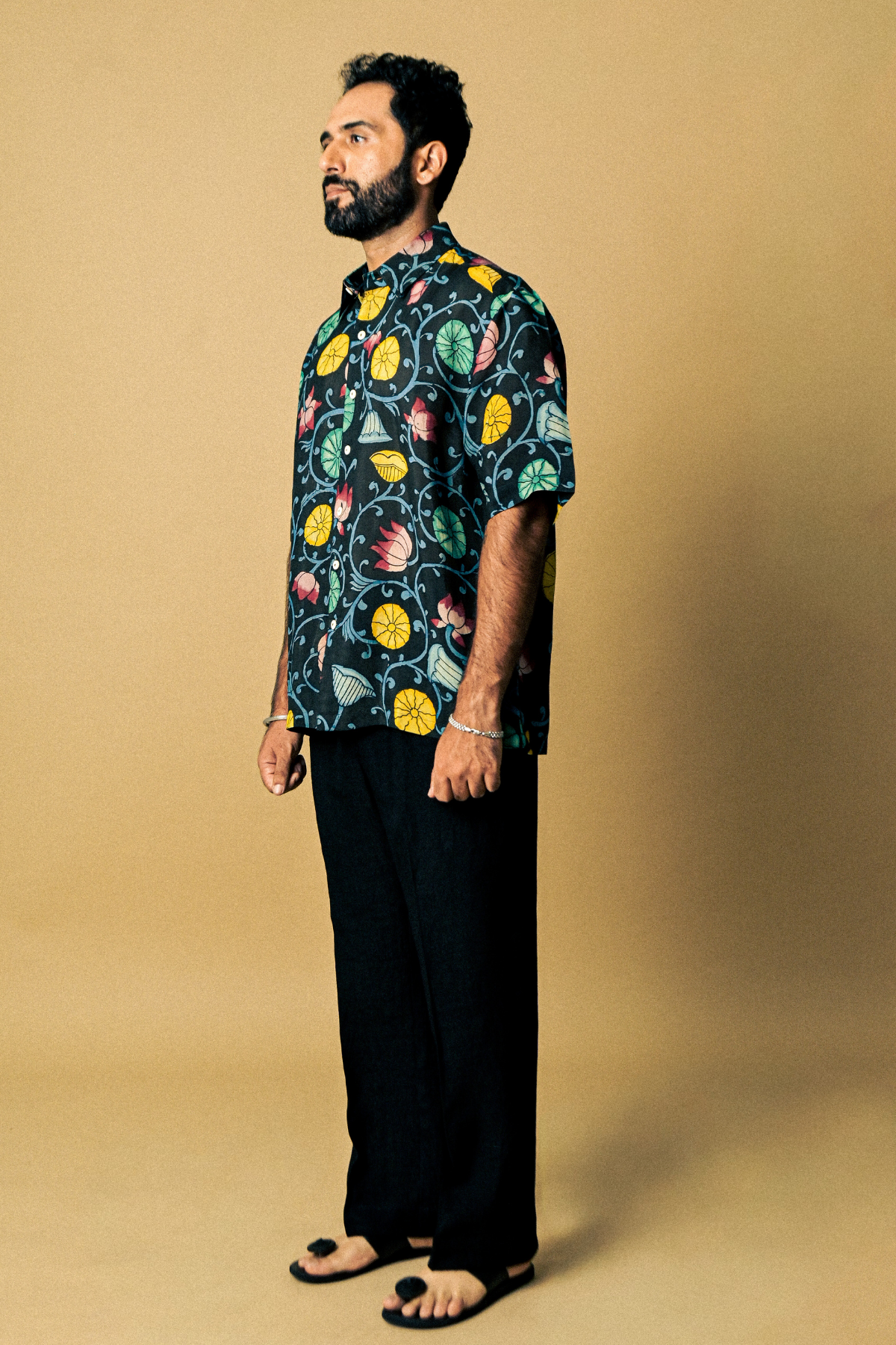 Holiday Shirt – Varanasi Midnight Hand-Painted 'Kalamkari'