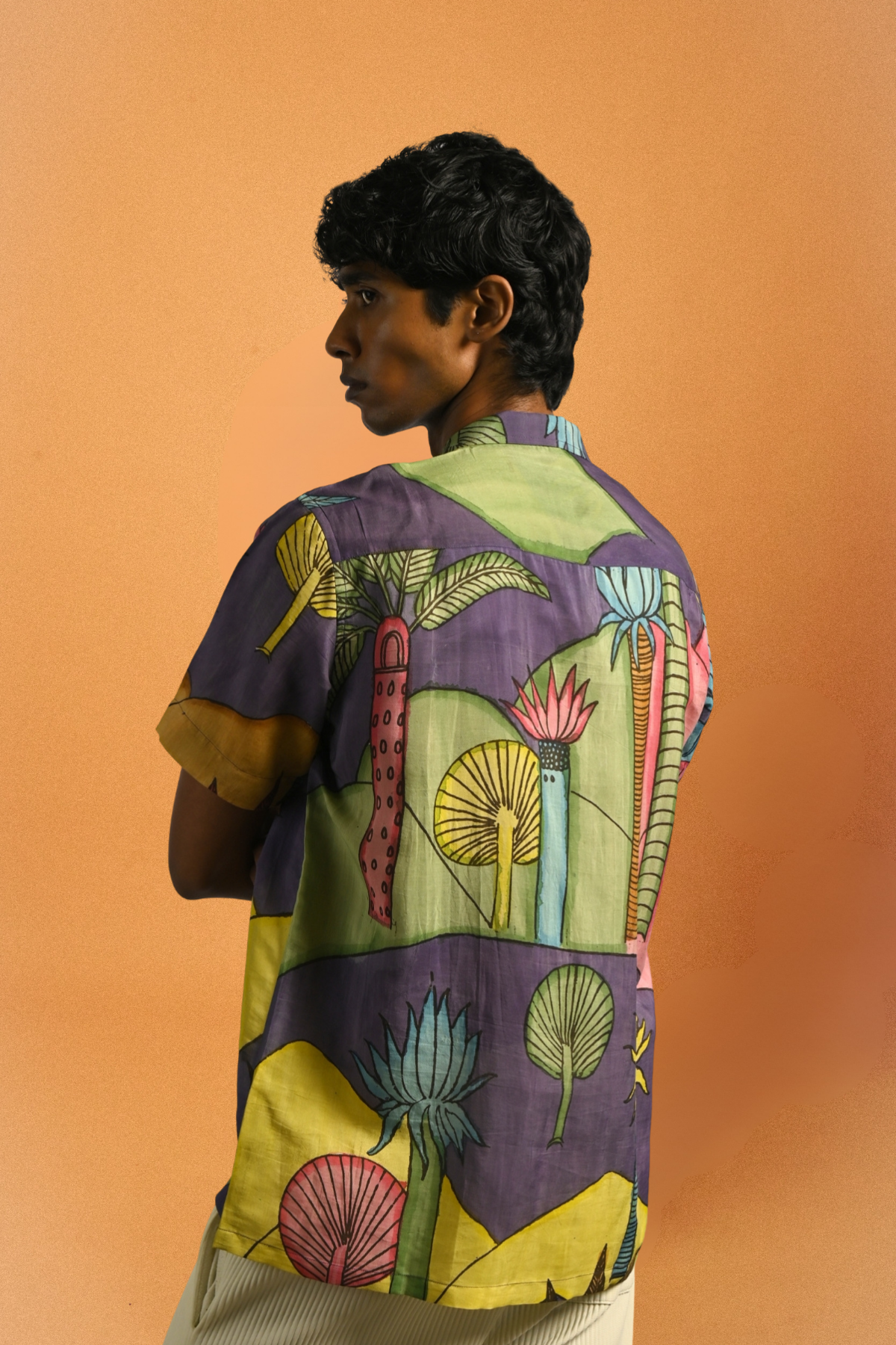 Kalam Shirt – Kerala Sunset Hand-Painted in 'Kalamkari'