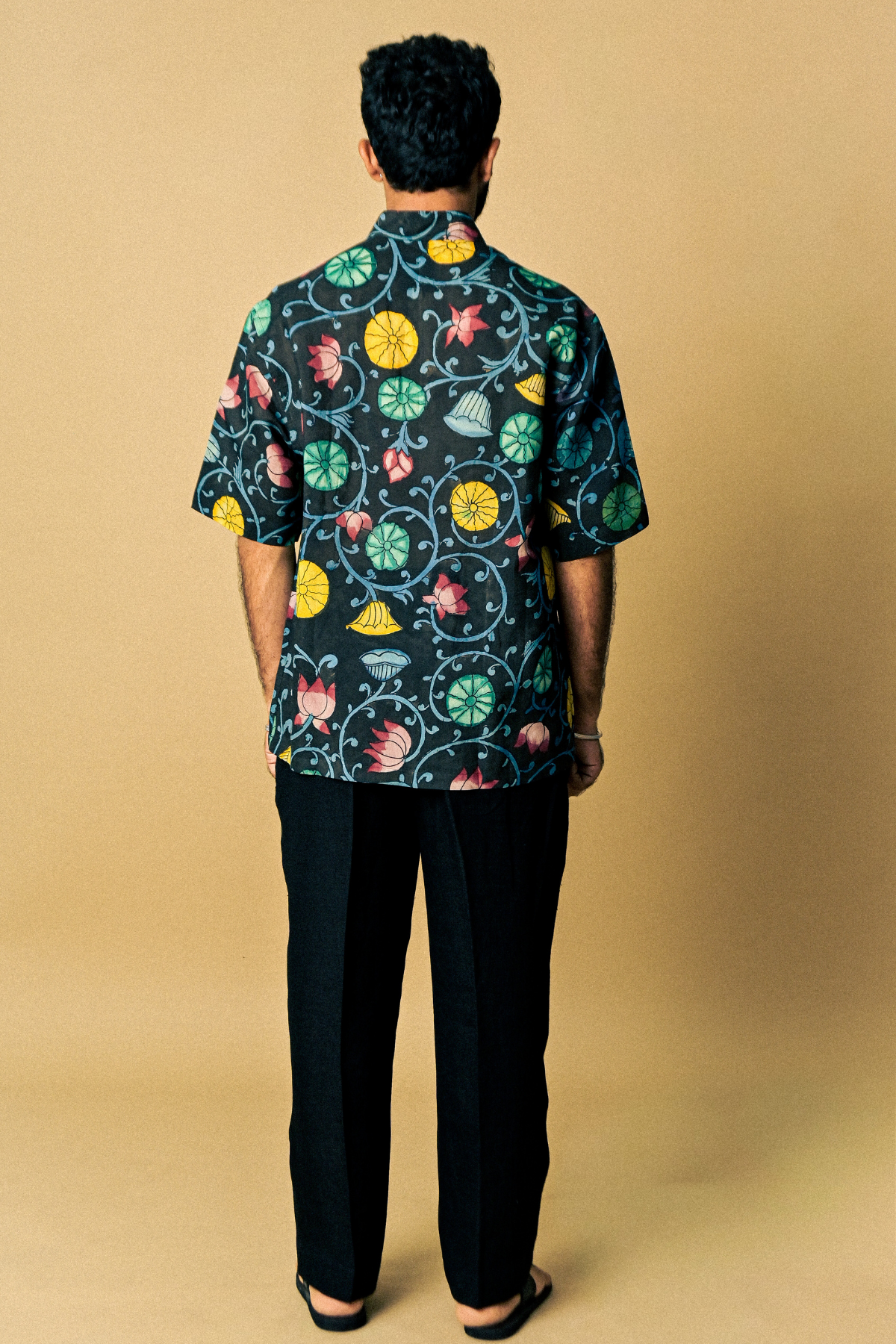 Holiday Shirt – Benaras Midnight Hand-Painted 'Kalamkari'