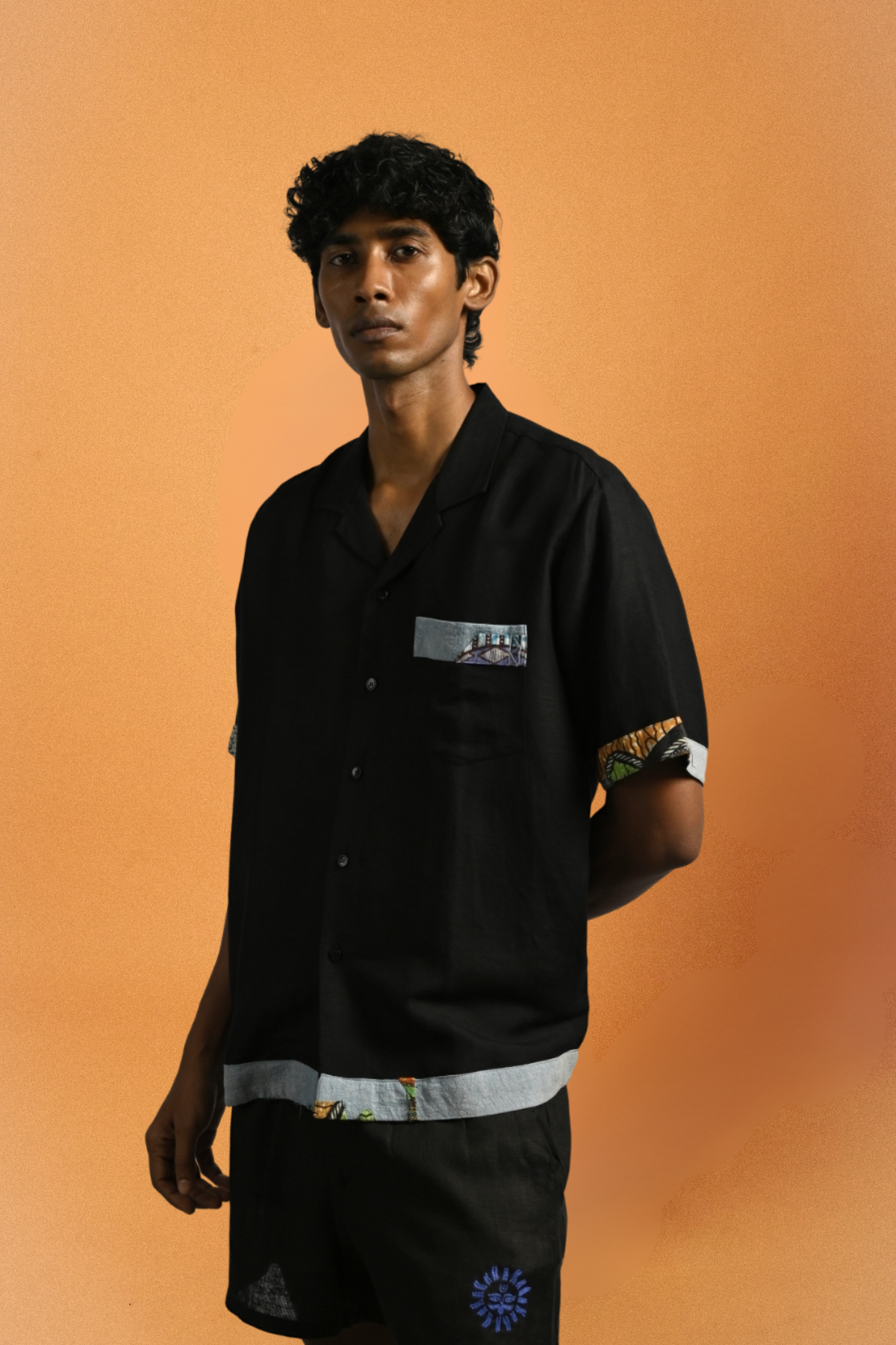Taj Shirt – Appliqué Kantha in 'Linen'