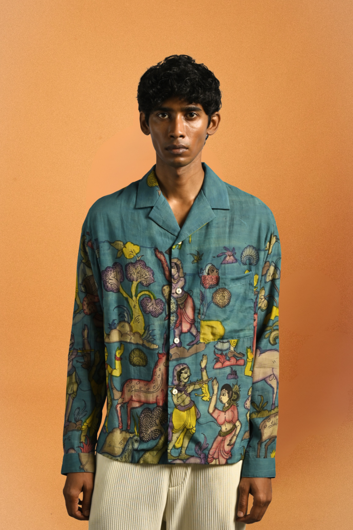 Amber Shirt - Nilgiri in Kalamkari