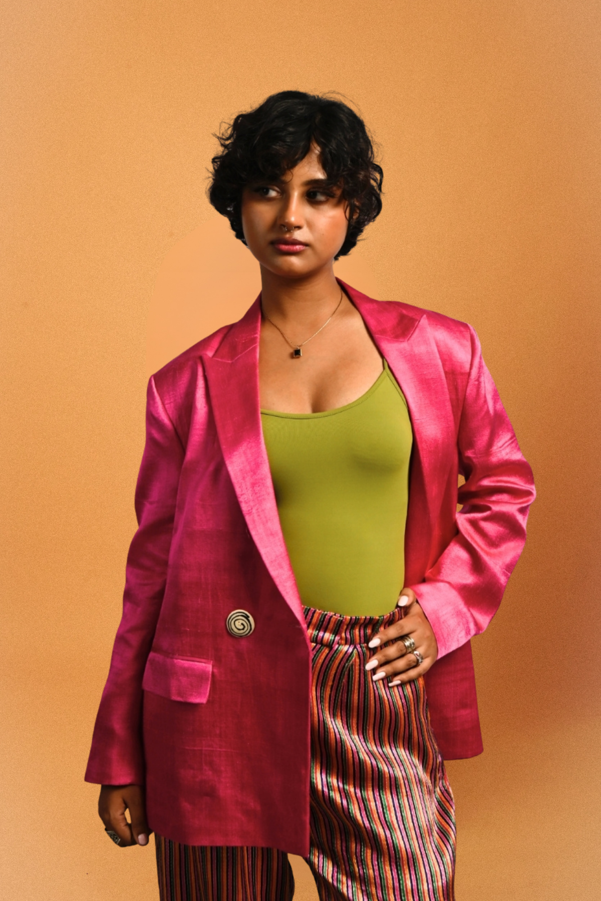 Magdala Venus Double Breasted Blazer - Mashru Silk