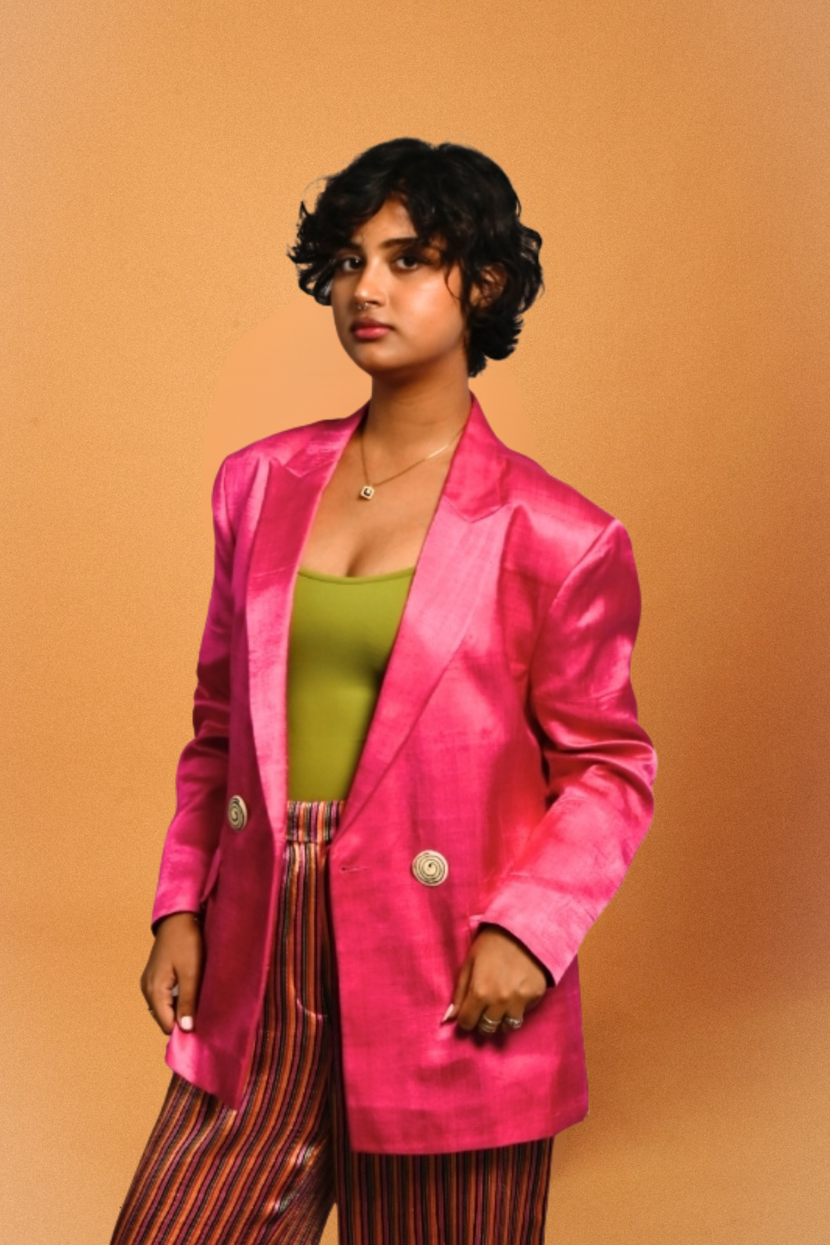 Magdala Venus Double Breasted Blazer - Mashru Silk