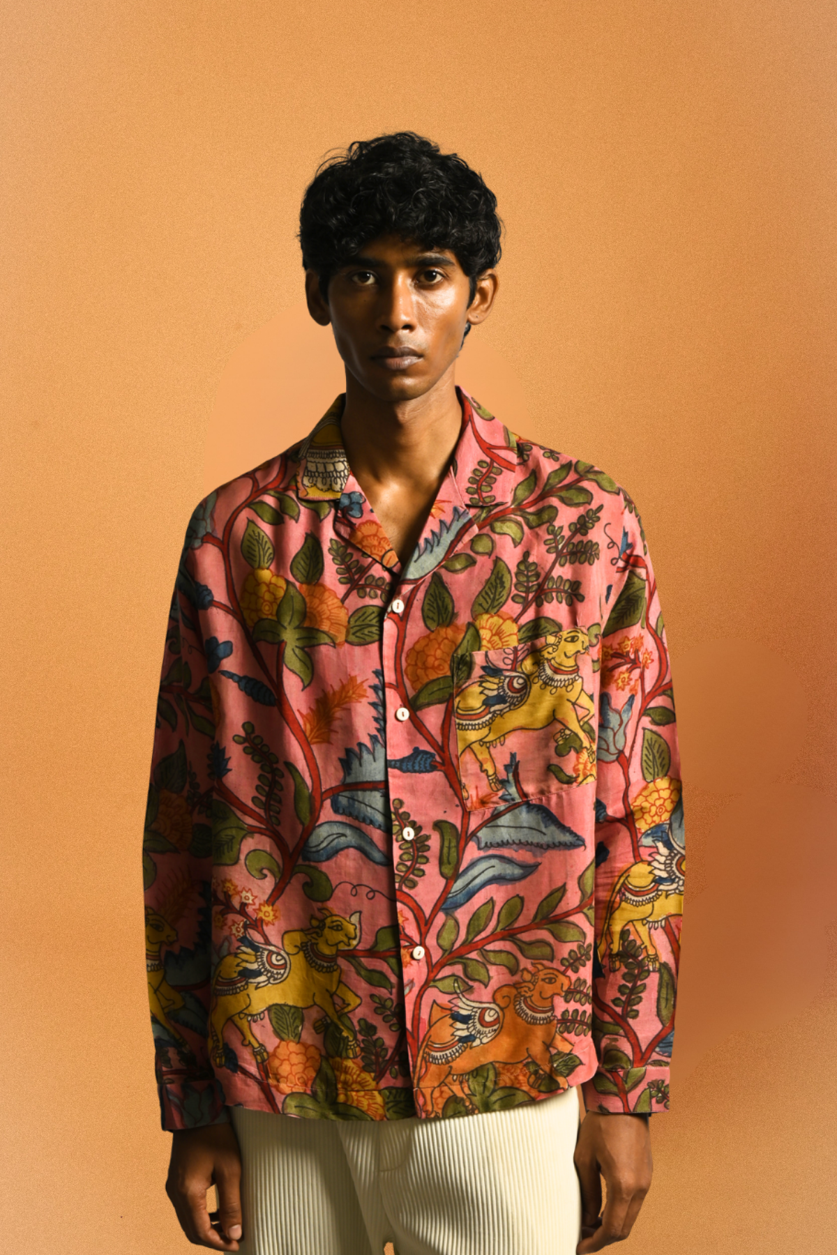 Amber Shirt - Jaisalmer Blush in Kalamkari