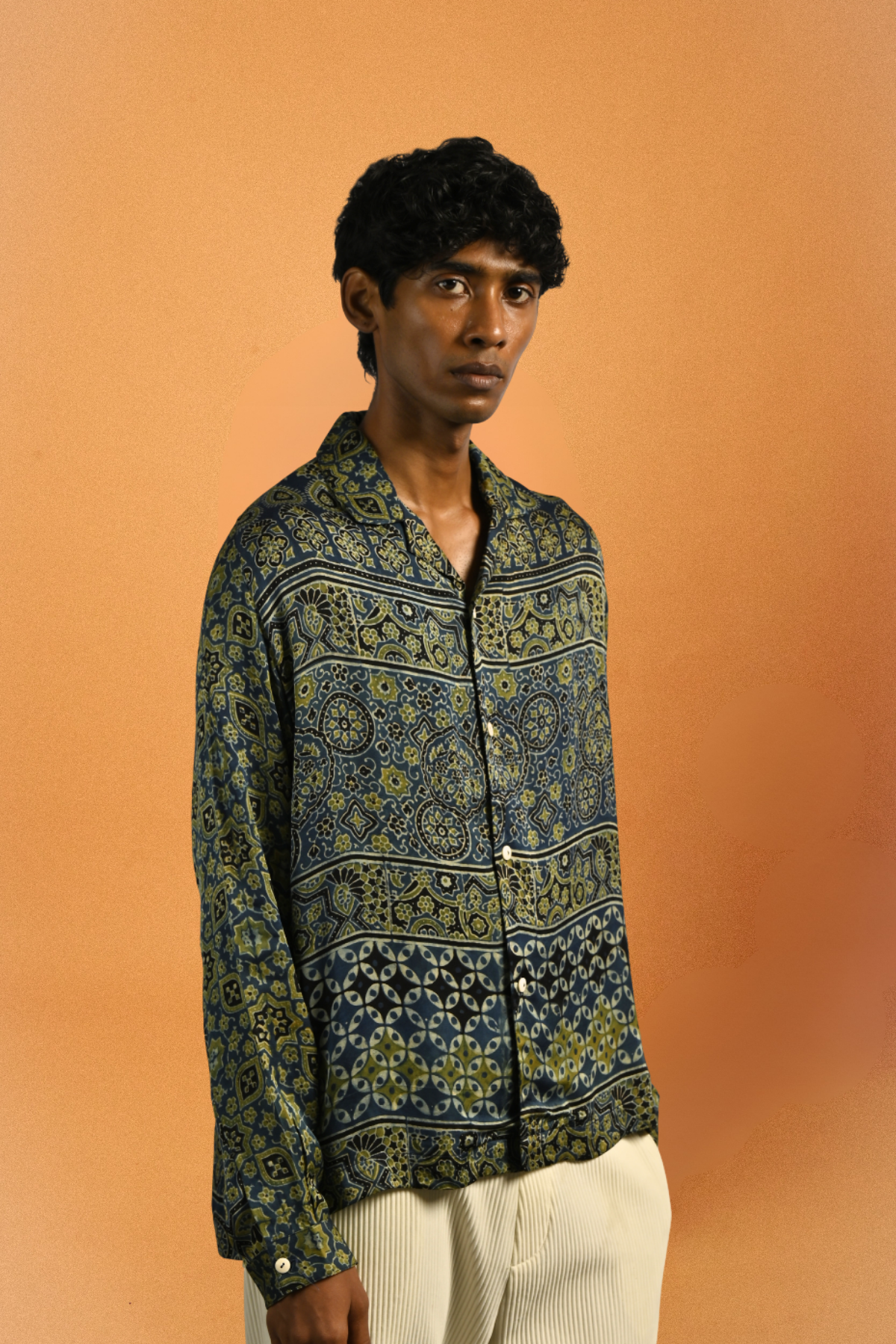 Amber Shirt - Indigo Dreams in Ajrakh