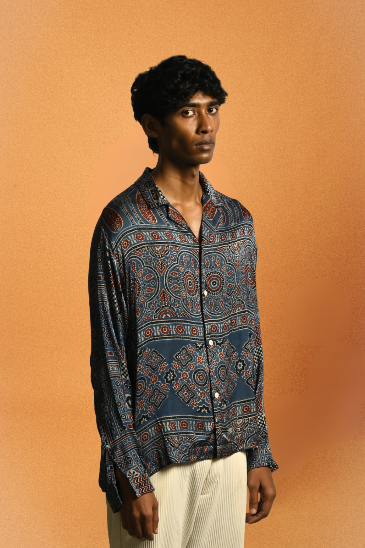 Amber Shirt - Desert Rain in Ajrakh