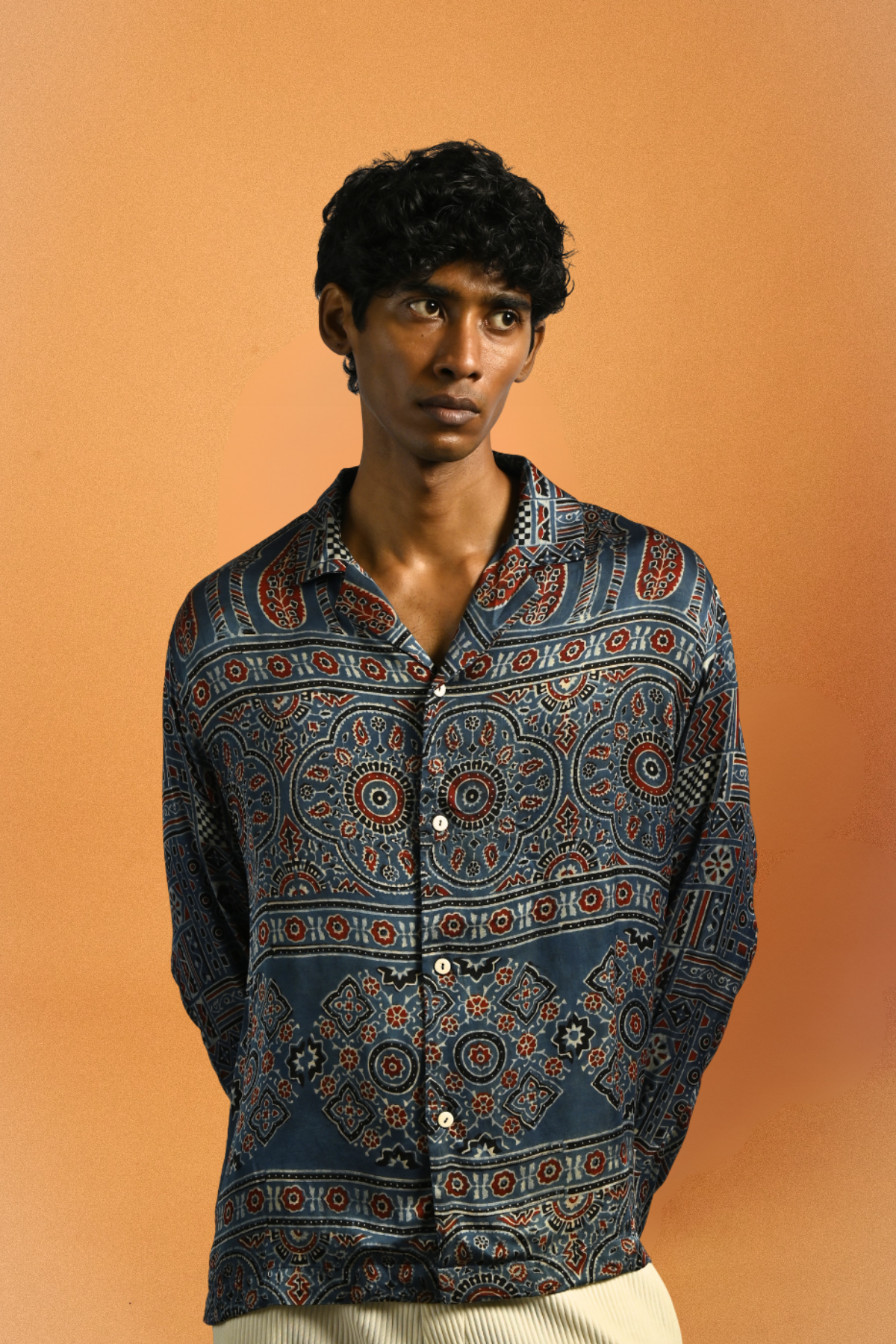 Amber Shirt - Desert Rain in Ajrakh