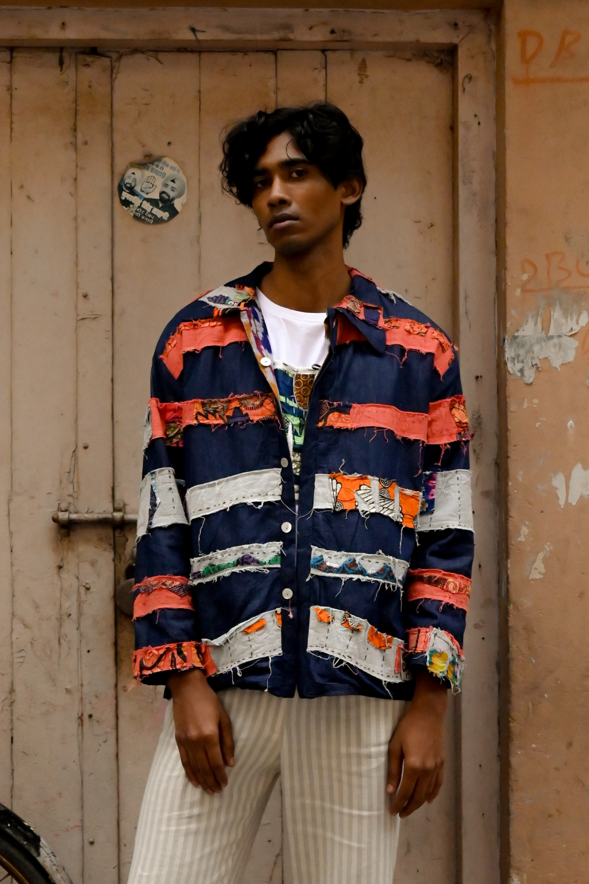 Meditation Jacket – Ghalib Reversible in 'Ikat, Denim & Appliqué'