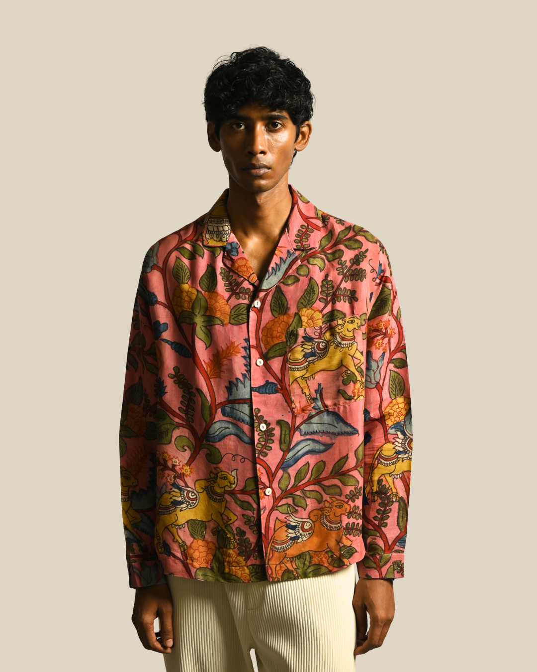 Amber Shirt - Jaisalmer Blush in Kalamkari