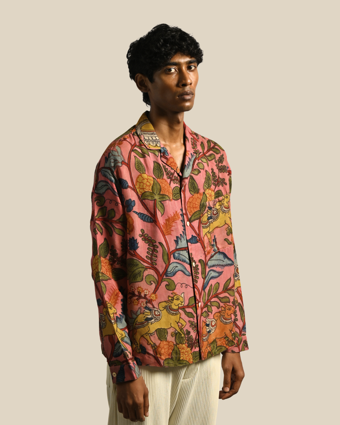 Amber Shirt - Jaisalmer Blush in Kalamkari