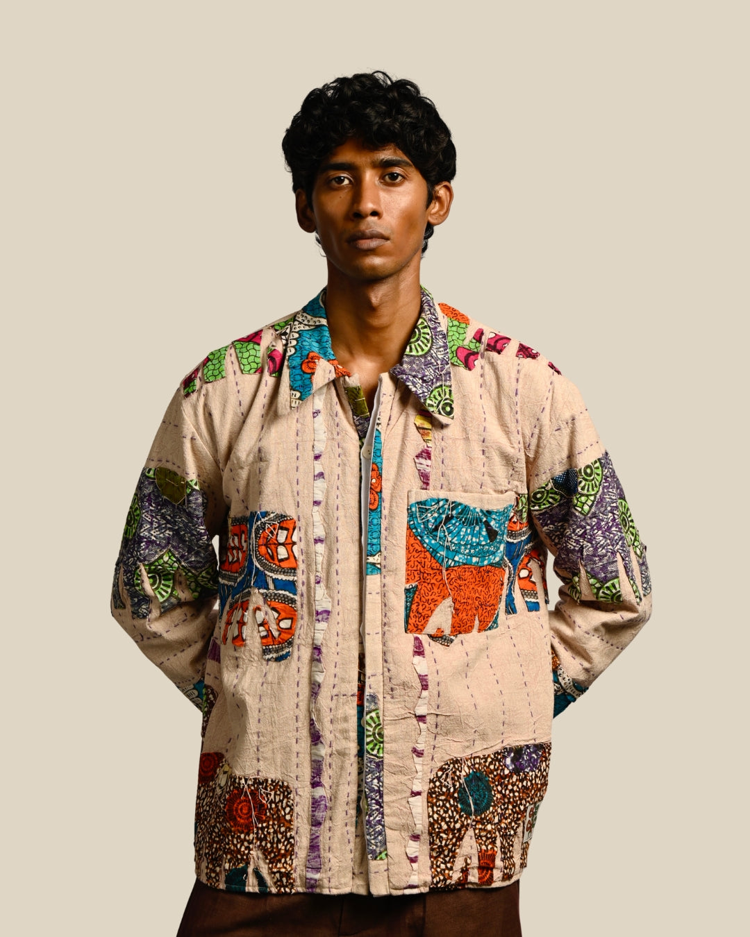 Meditation Jacket – Chola Reversible in 'Linen & Appliqué'