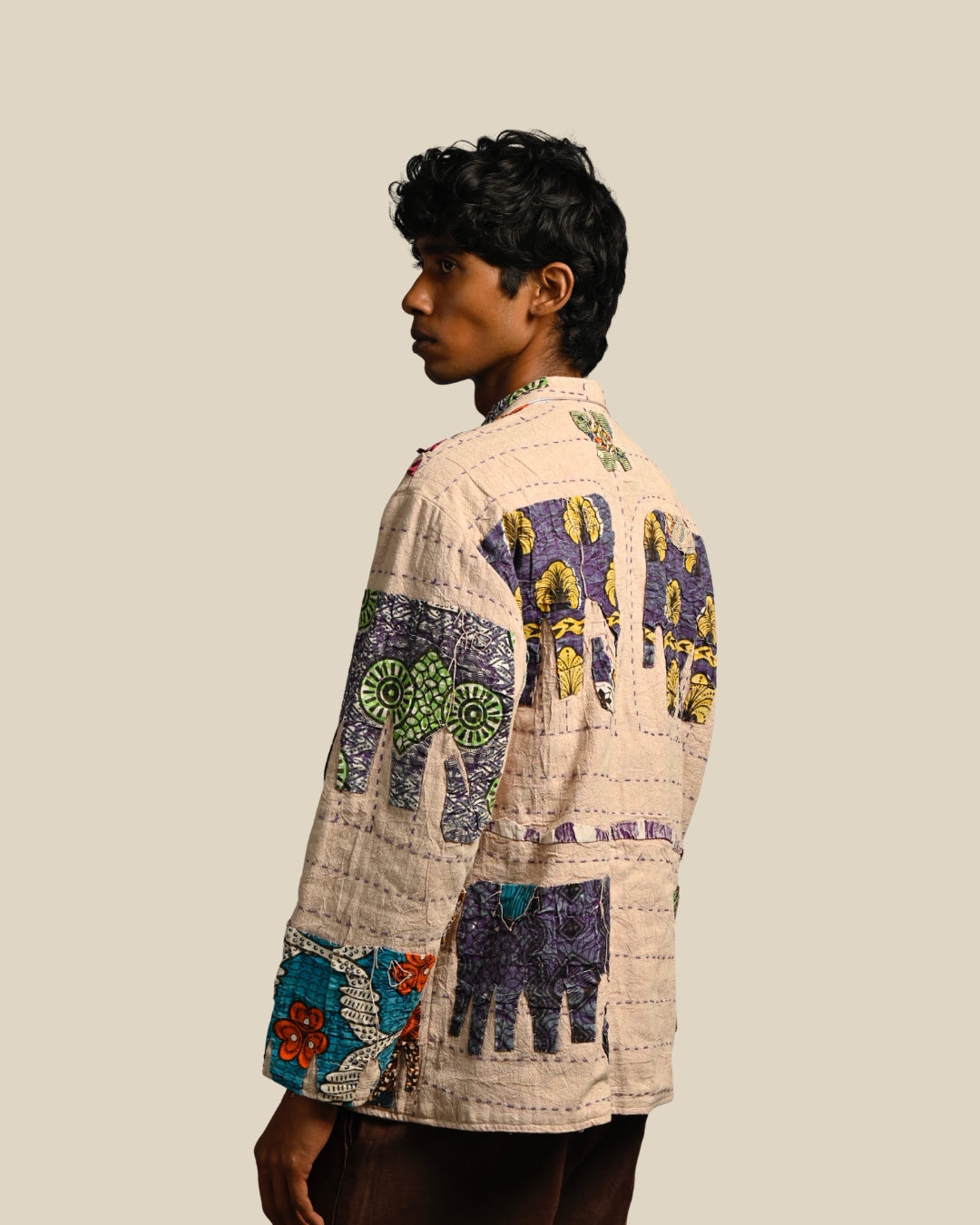 Meditation Jacket – Chola Reversible in 'Linen & Appliqué'