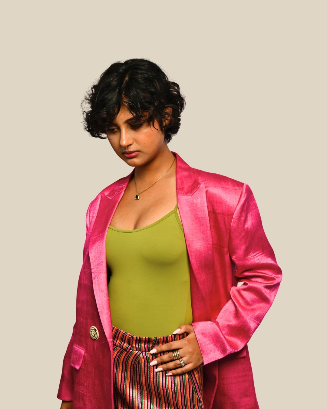 Magdala Venus Double Breasted Blazer - Mashru Silk