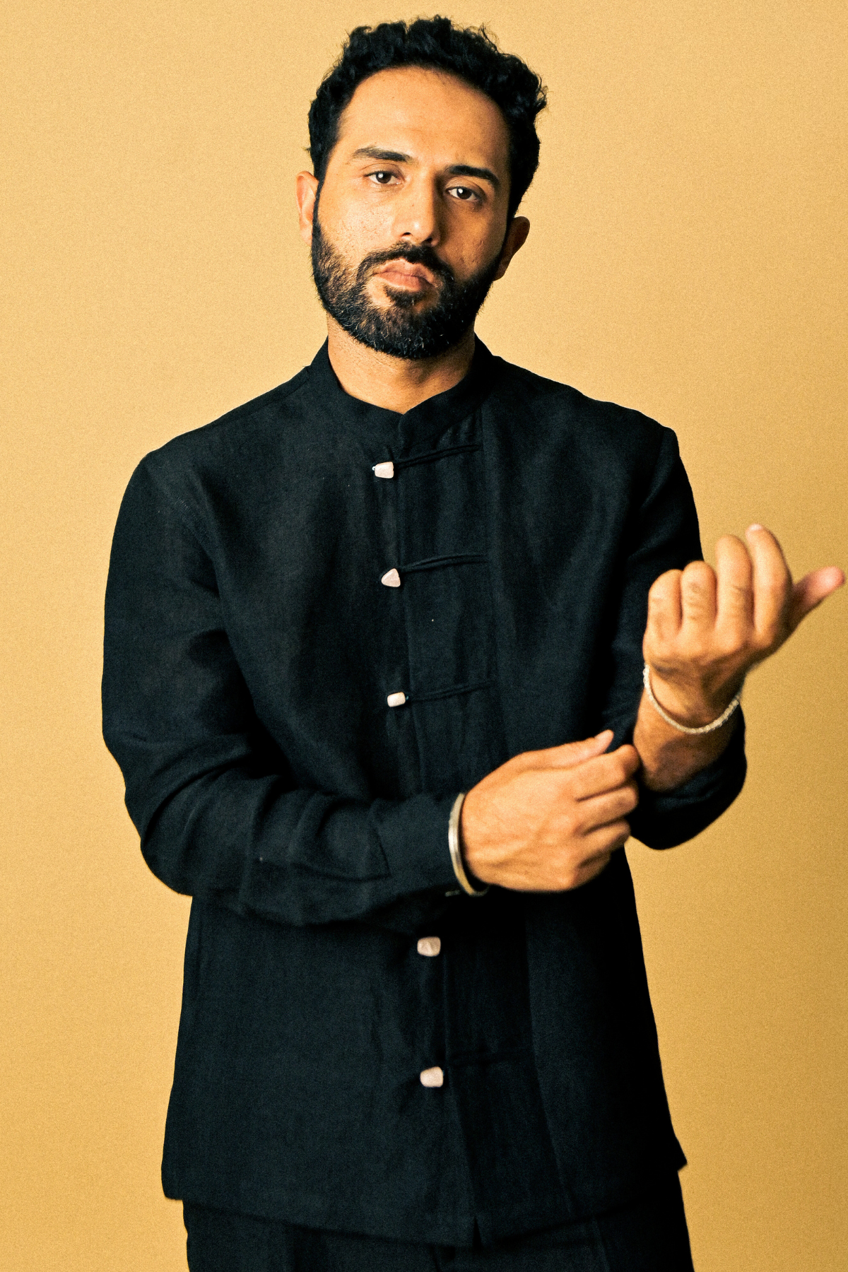 Cigar Shirt In 'Handloom Black Linen'