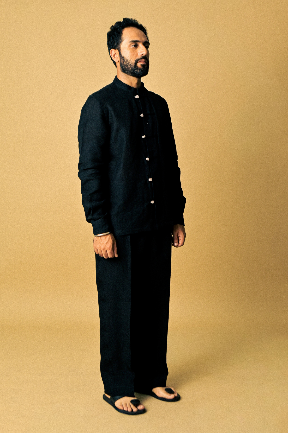 Cigar Shirt In 'Handloom Black Linen'