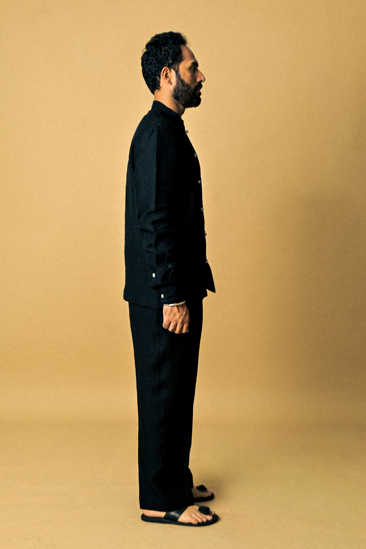 Cigar Shirt In 'Handloom Black Linen'