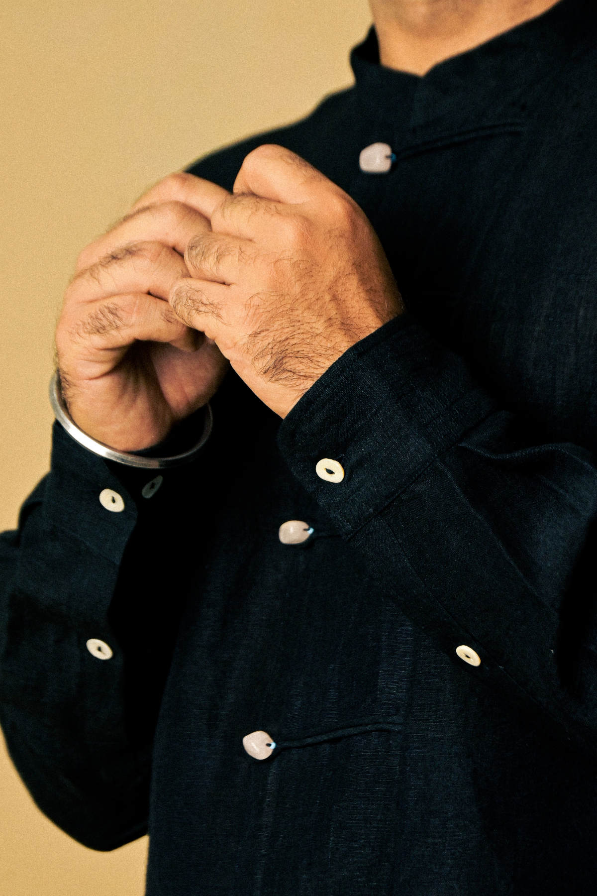 Cigar Shirt In 'Handloom Black Linen'