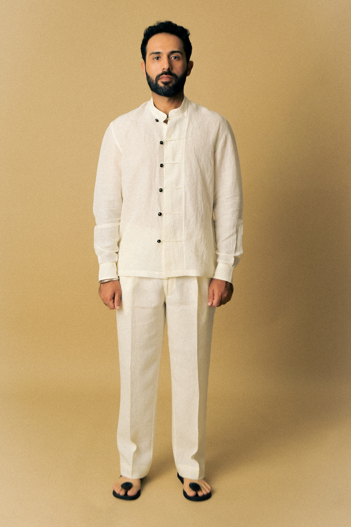 Cigar Shirt In 'Handloom White Linen'