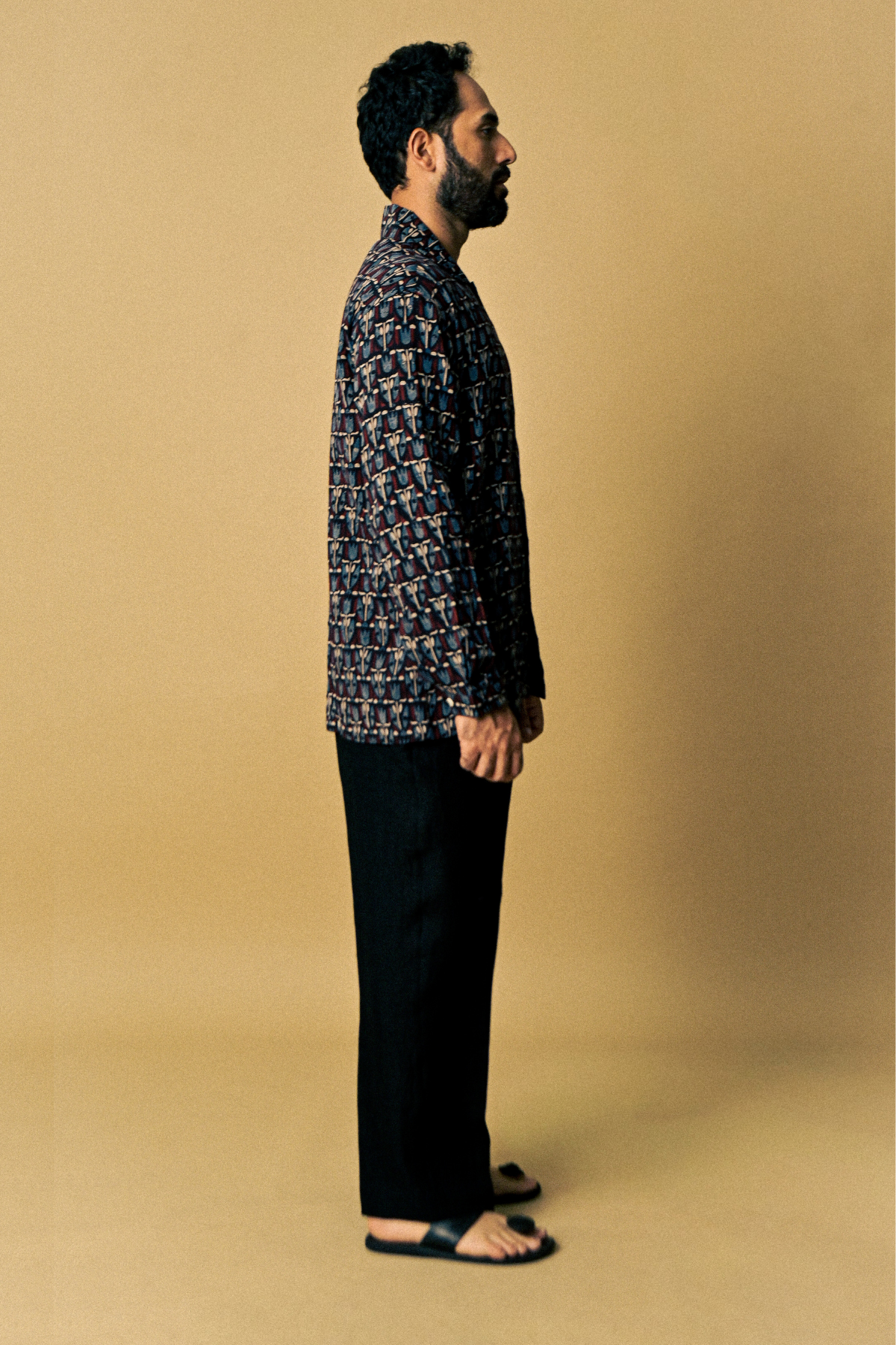 Eclipse Shirt in ‘ Handloom Cotton Mul Ajrakh’- Black