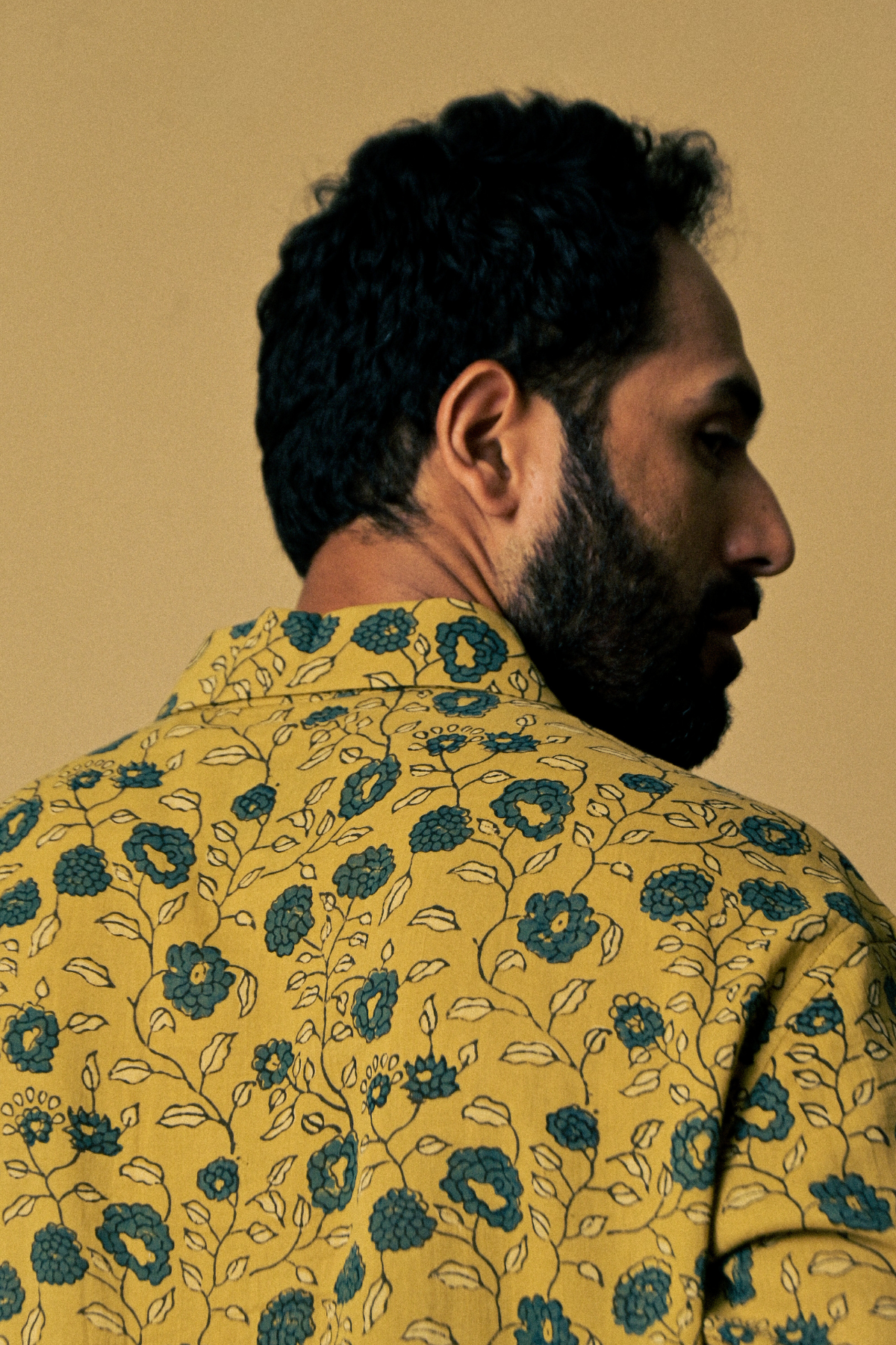 Eclipse Shirt in ‘ Handloom Cotton Mul Ajrakh’- Mustard