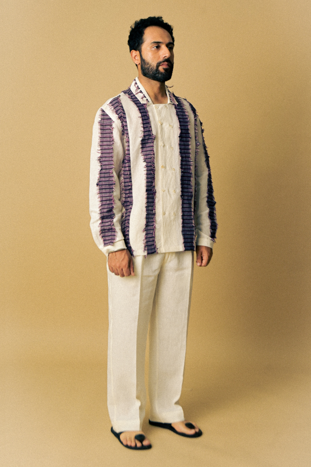 Eclipse Shirt In 'Handloom Linen’– Off-Cut Detail