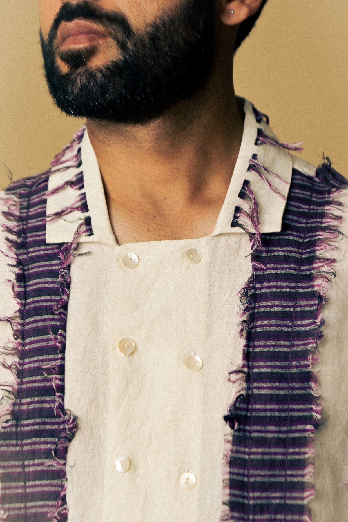 Eclipse Shirt In 'Handloom Linen’– Off-Cut Detail