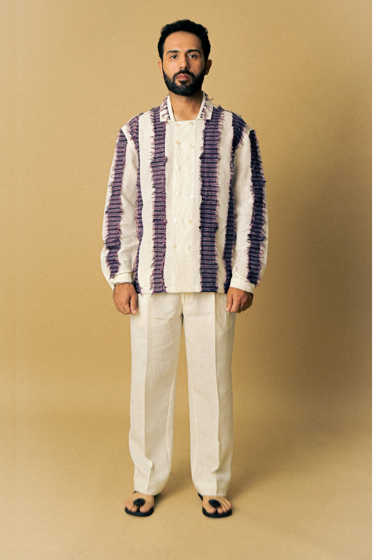 Eclipse Shirt In 'Handloom Linen’– Off-Cut Detail