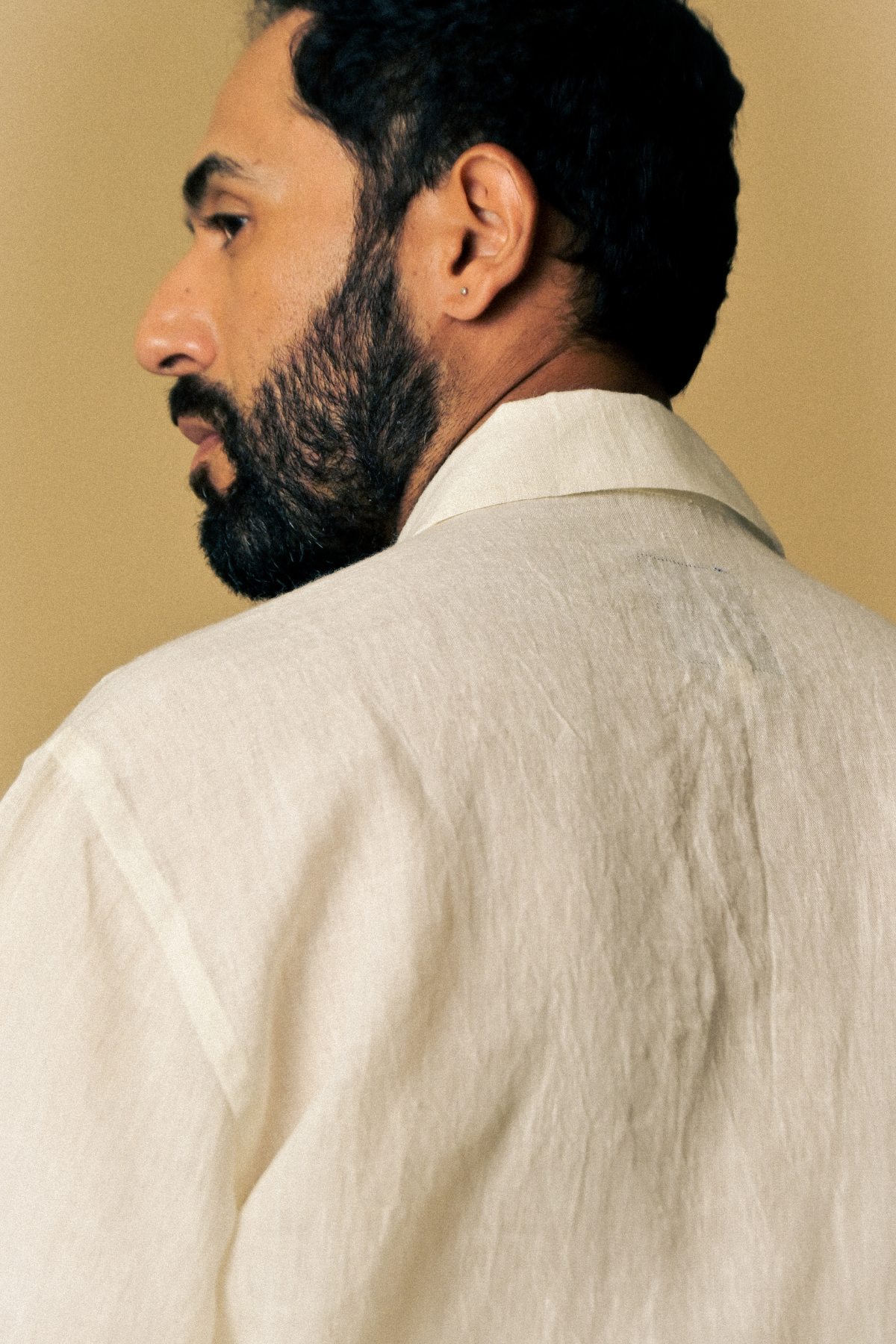 Holiday Shirt - Ant Aari Embroidery in ‘Handloom White Linen’