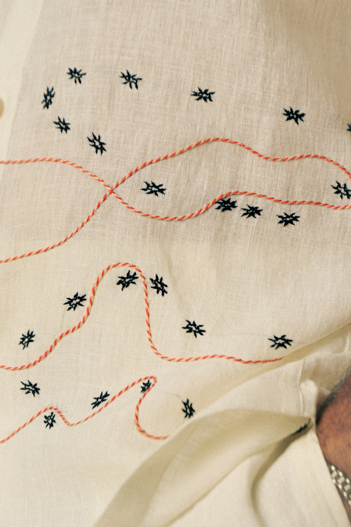 Holiday Shirt - Ant Aari Embroidery in ‘Handloom White Linen’