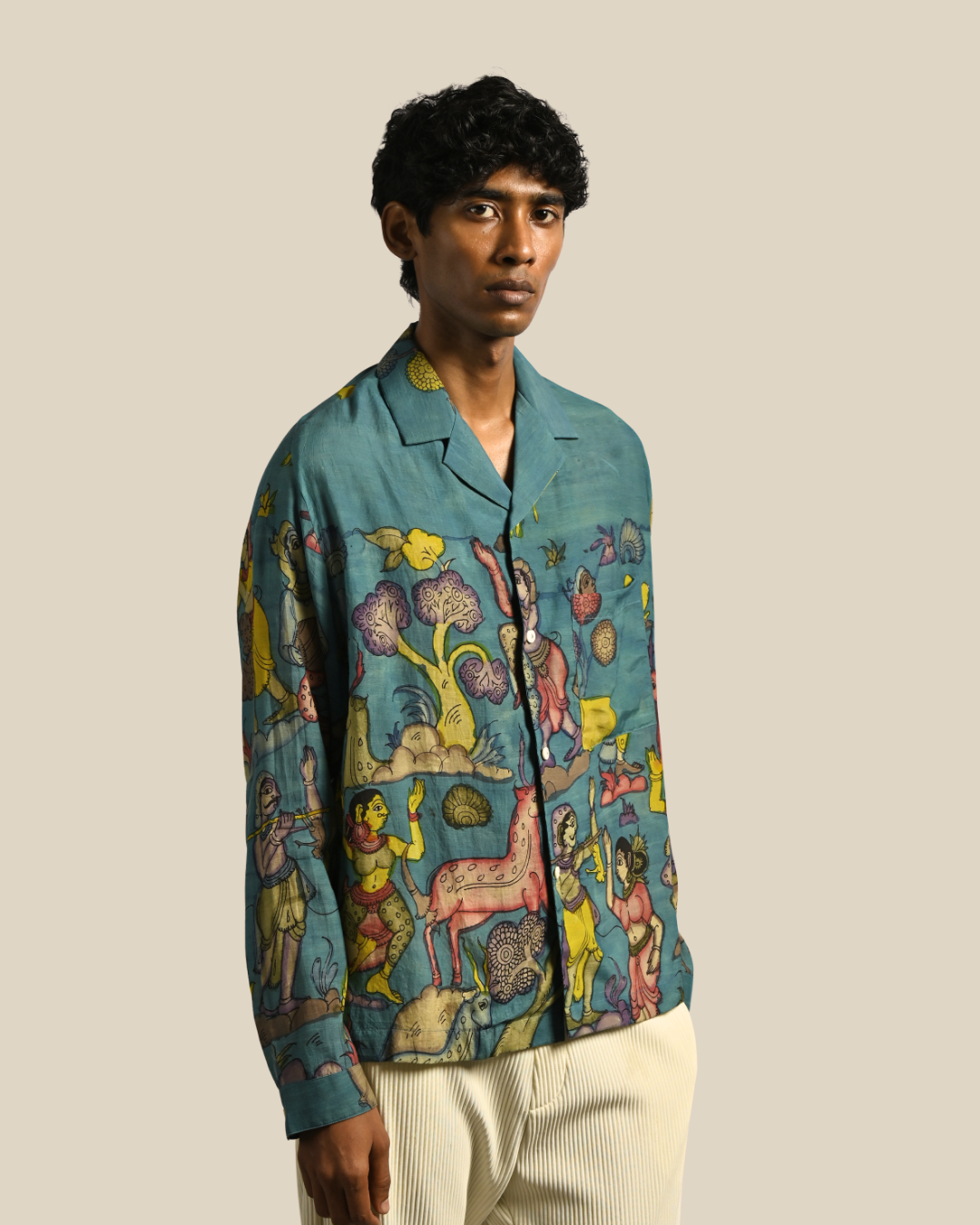 Amber Shirt - Nilgiri in Kalamkari