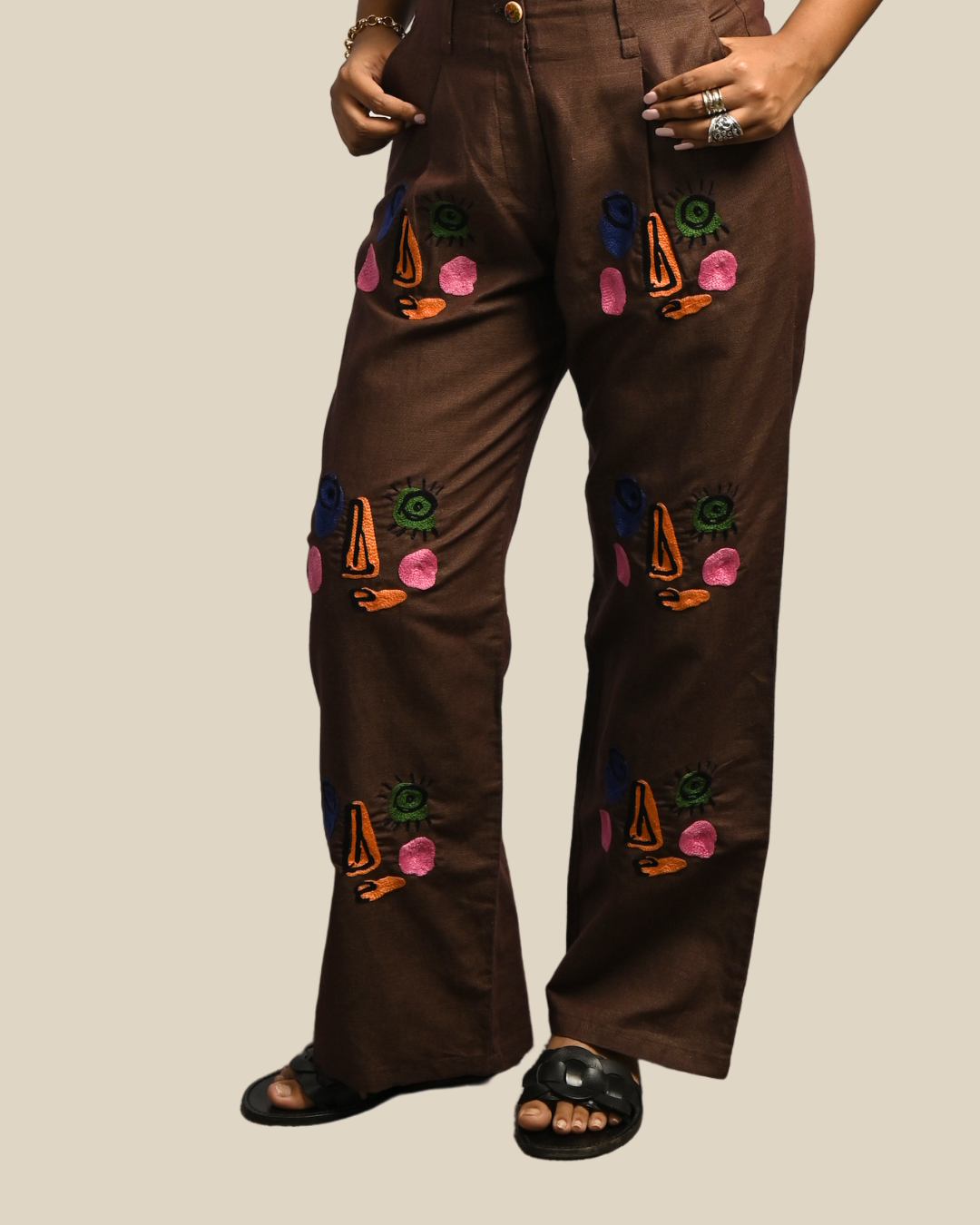 Picnic Pants – Aari Embroidery in 'Linen'
