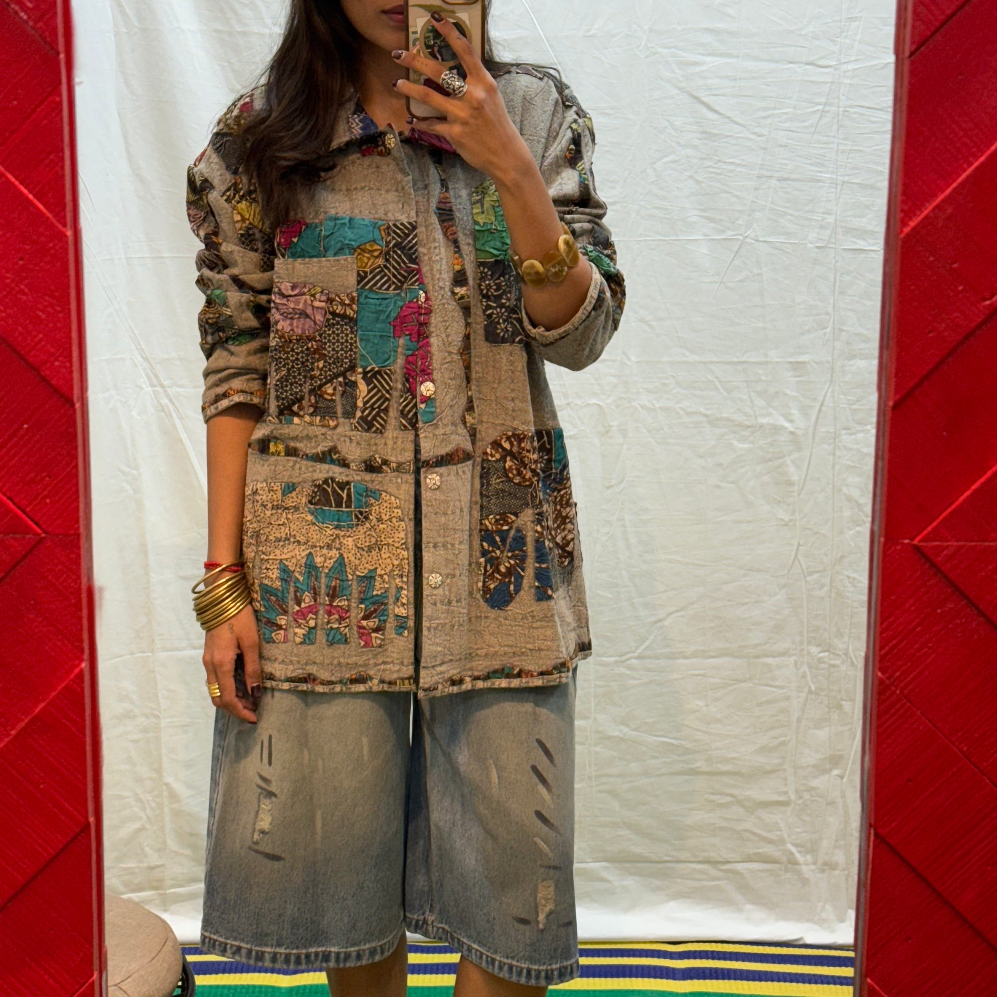 Meditation Shacket – Chola in ' Tusker Kantha Appliqué'