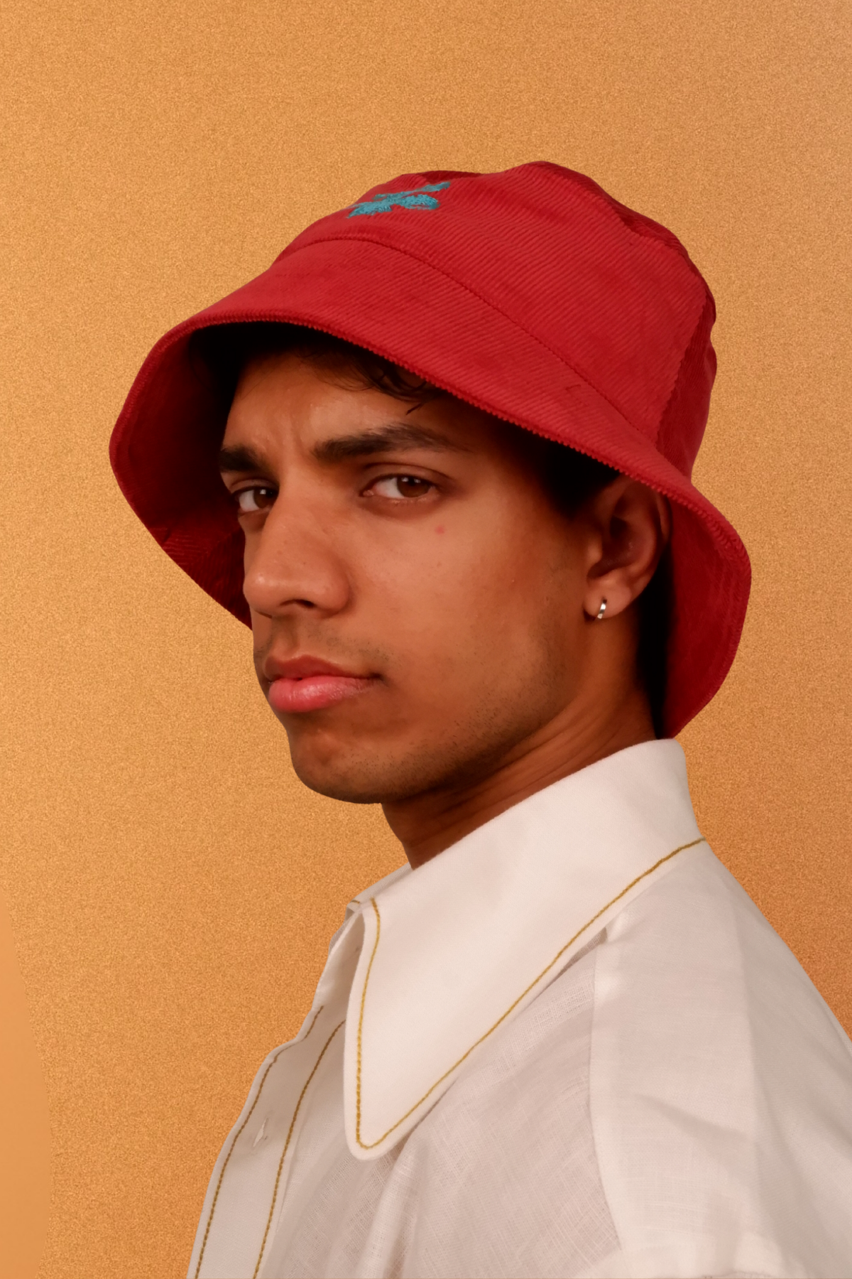 Corduroy Aari Embroidery Bucket Hat