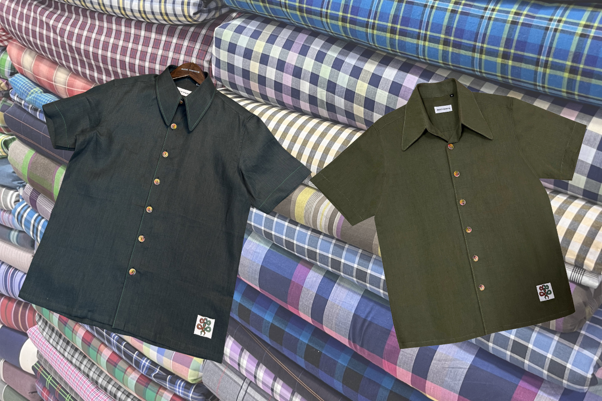 Naag Shirt – Olive Aari Emrboidery in 'Linen'
