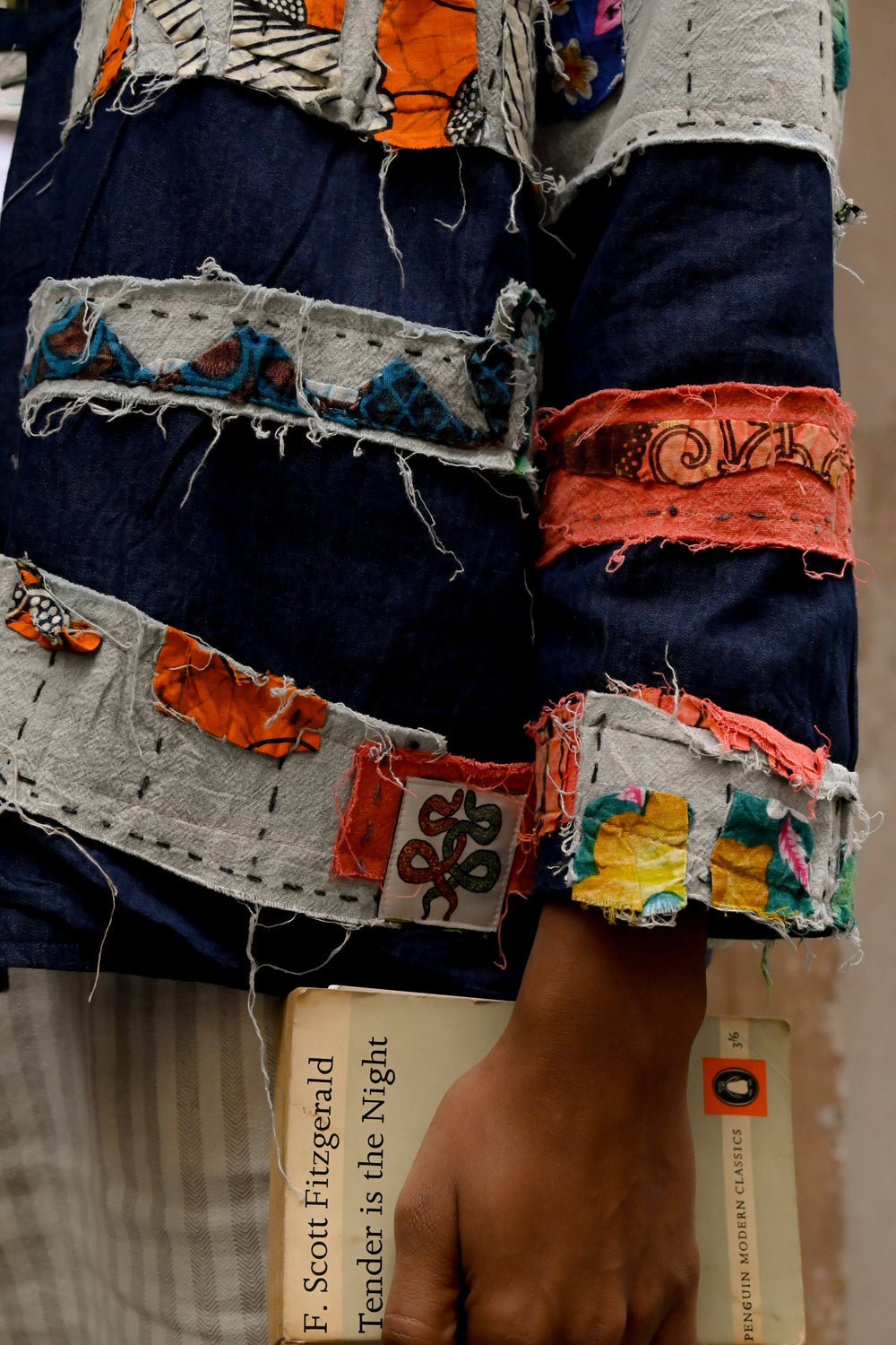 Ghalib Reversible Ikat Appliqué Shacket – Handcrafted, reversible, hand-embroidered on reclaimed linen.