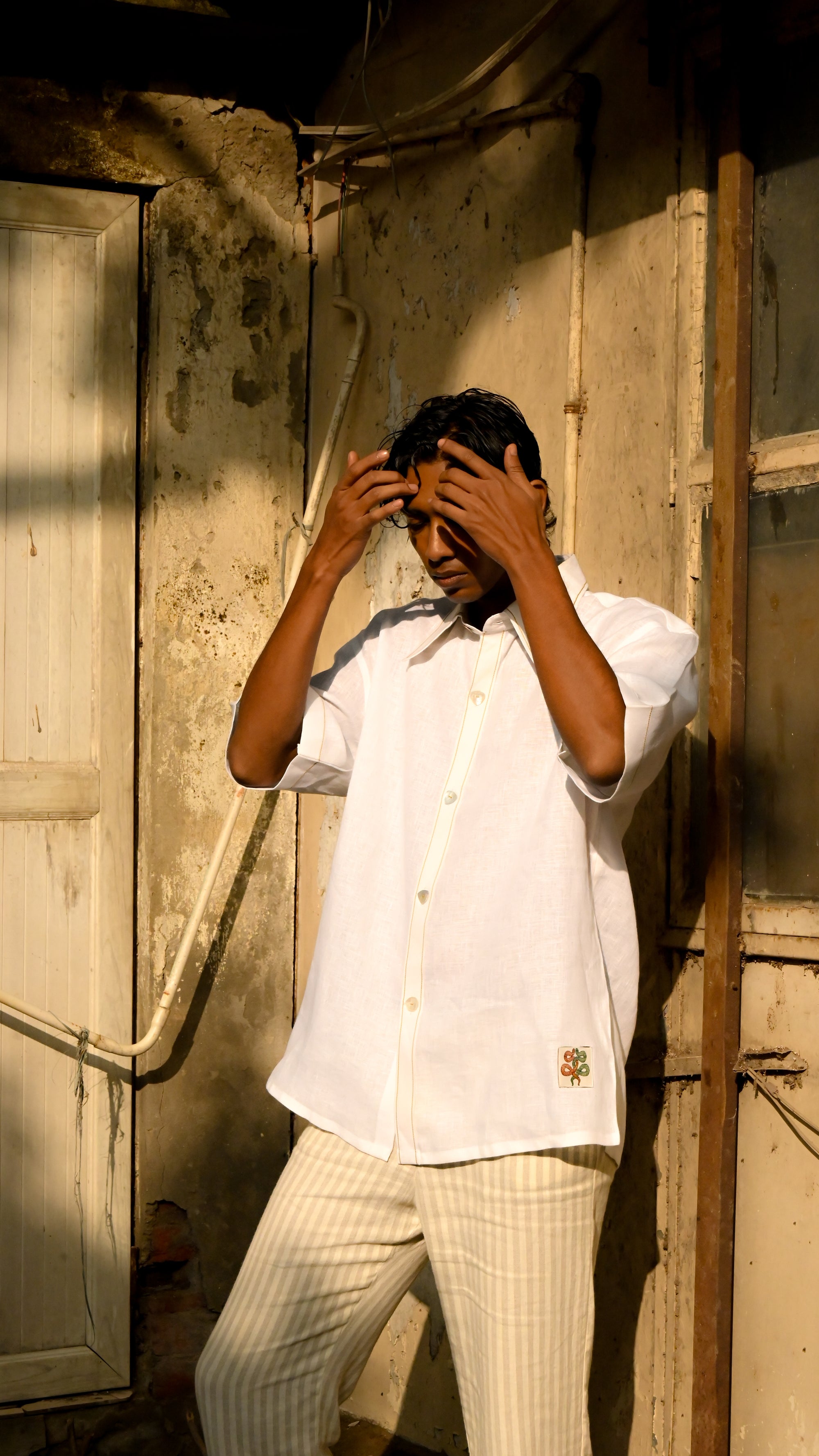 Naag Shirt –  Kundalini Aari Embroidery in 'Linen'